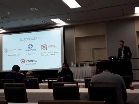 PhD student Hans Emil Atlason gave a presentation entitled "Unsupervised brain lesion segmentation from MRI using a convolutional autoencoder" at the Medtech day 2019 at the University of Reykjavik, Reykjavik, Iceland, May 7, 2019.