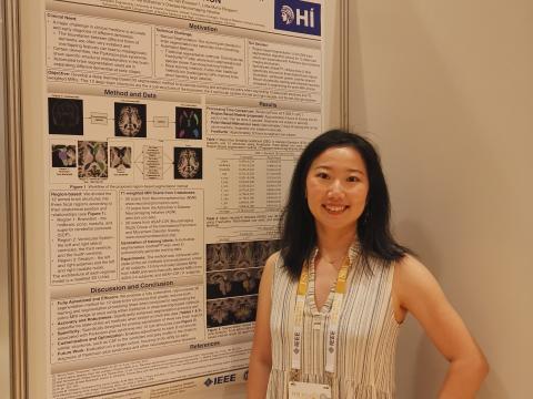 PhD student Mengyu Li presented her poster entitled "Region-based U-net for accelerated training and enhanced precision in deep brain segmentation" at the IEEE 21st International Symposium on Biomedical Imaging. May 2024.